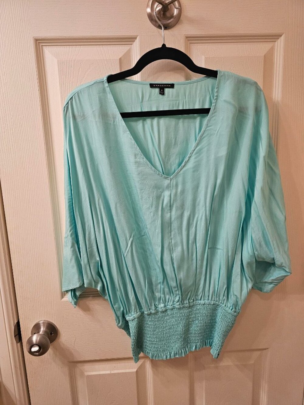 NWOT Staccato Medium Turquoise Blouse w / Elastic Waist